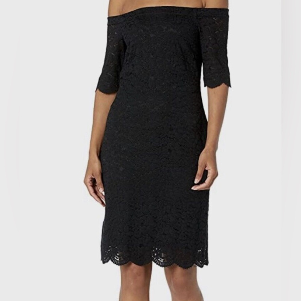 Lark & Ro Black Lace Off the Shoulder Dress
